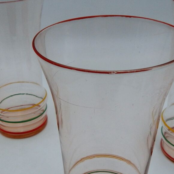 US Glass Co Painted Pin-Striped Glassware Set 6 Depression Glass Tumbler Juice - Picture 6 of 12